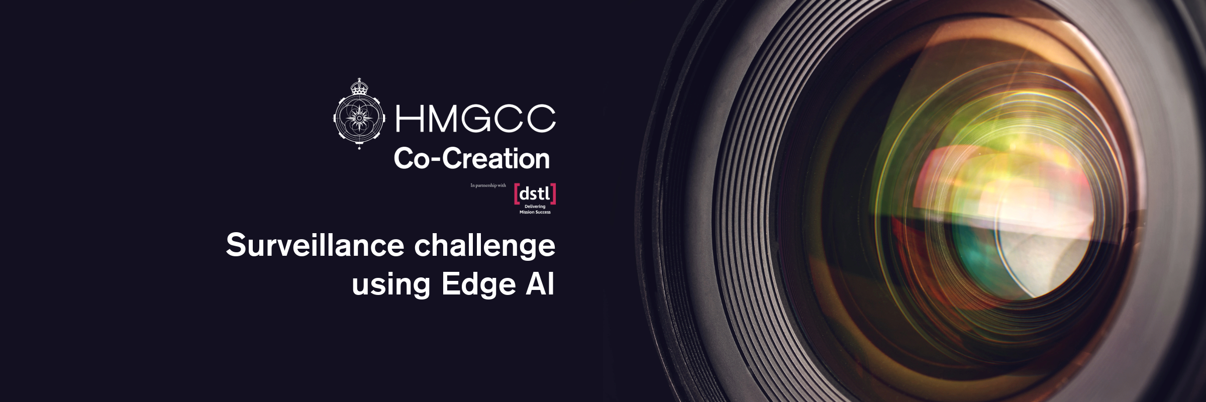 Surveillance Challenge Using Edge AI banner with a camera lense